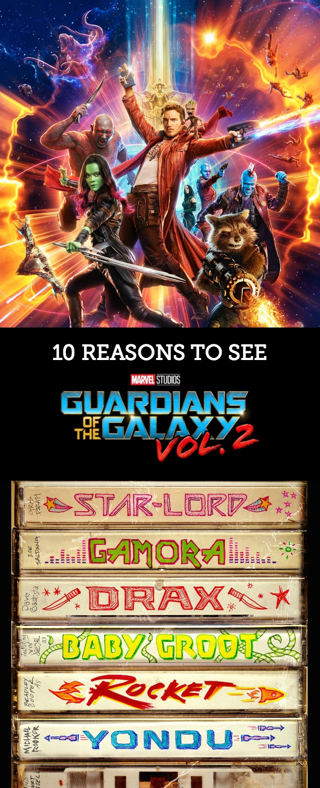 From comedy to cinematography, check out our top 10 Reasons to see Guardians of the Galaxy Vol. 2!